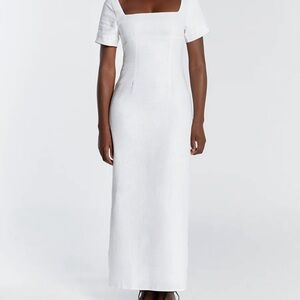 DISSH JAMIE WHITE LINEN MIDI DRESS